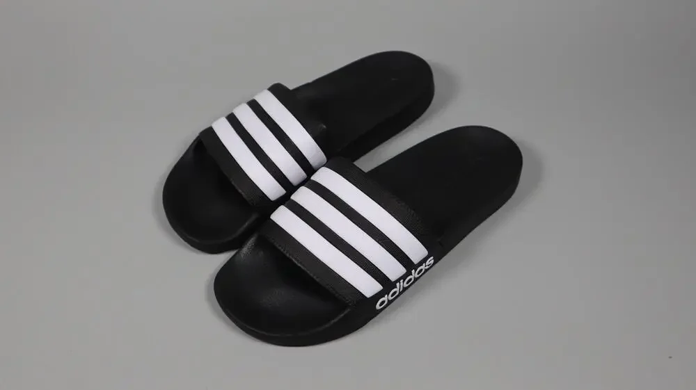 adidas Adilette Shower Slides Core Black White Adult Size 9 Slip On Sandals Flip